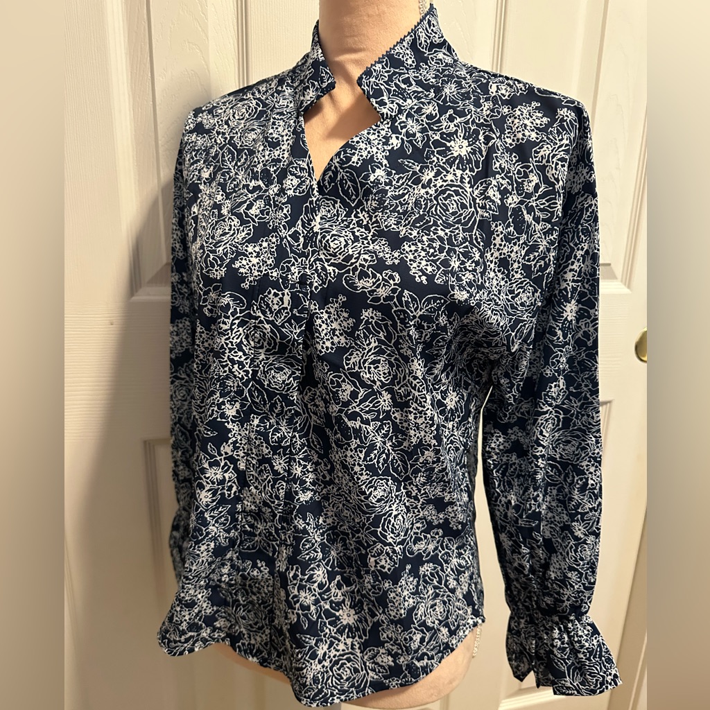 Deity Printed Button Down Blouse